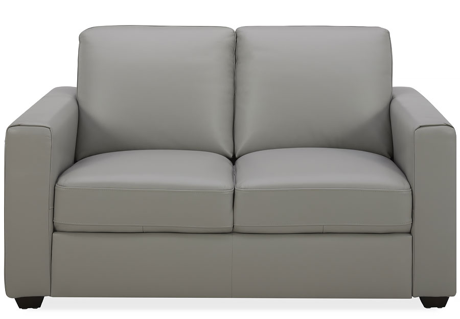 Kuka Aldon Light Grey Leather Sleeper Sofa with Innerspring Mattress and Loveseat