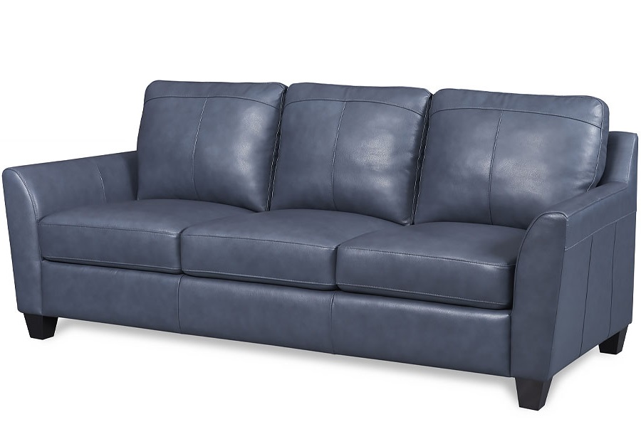 Leather Italia Keenan Blue Leather Sleeper Sofa With Standard Innerspring Mattress