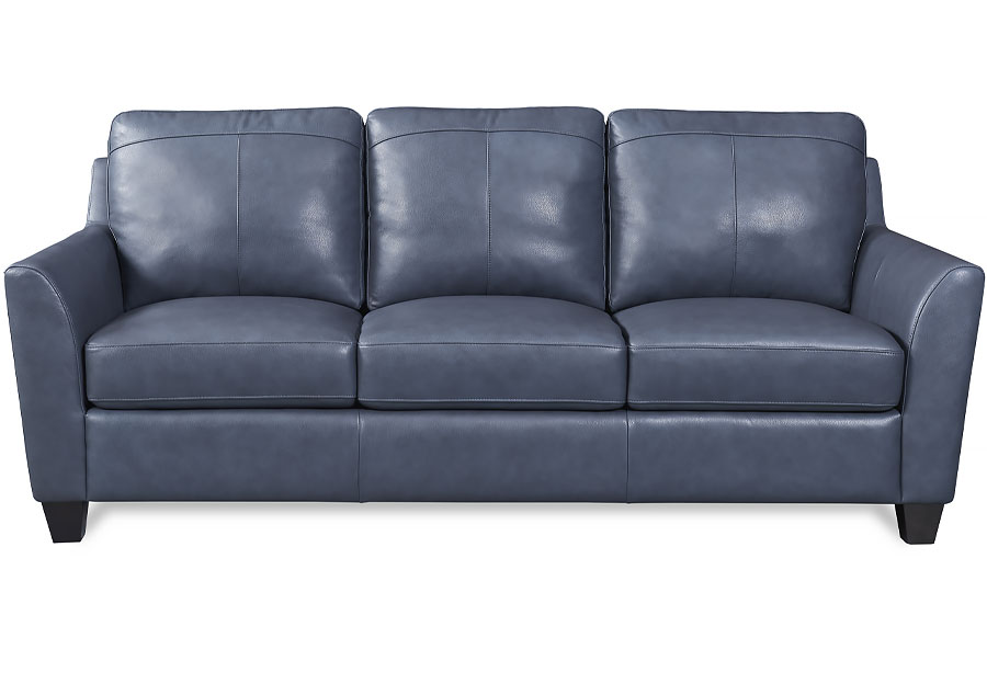 Leather Italia Keenan Blue Leather Sleeper Sofa With Standard Innerspring Mattress