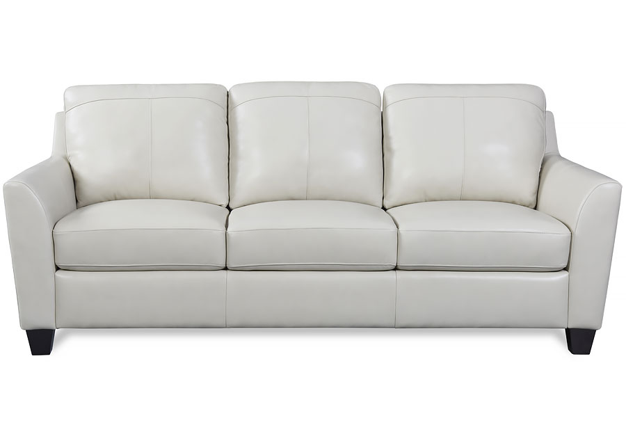 Leather Italia Keenan Cream Leather Sleeper Sofa with Upgraded Memory Foam Mattress