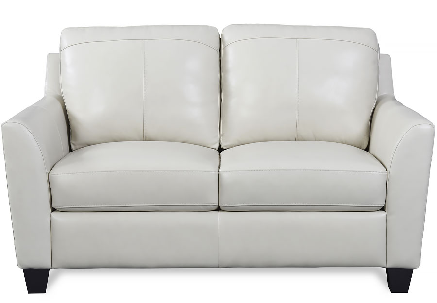 Leather Italia Keenan Cream Leather Sleeper Sofa with Upgraded Memory Foam Mattress and Loveseat