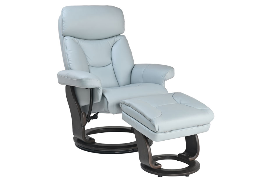 Benchmaster Stressfree Maui Sky Grey Euro Chair with Ottoman