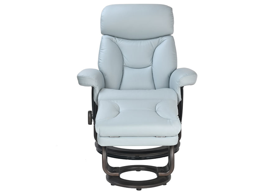 Benchmaster Stressfree Maui Sky Grey Euro Chair with Ottoman