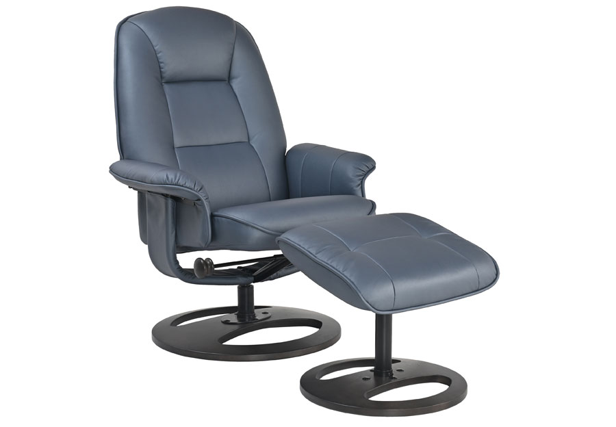 Benchmaster Stressfree Kygo Steel Blue Euro Chair with Ottoman