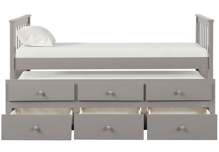 Lifestyles Ivy Grey Twin Captains Bed with Storage Trundle