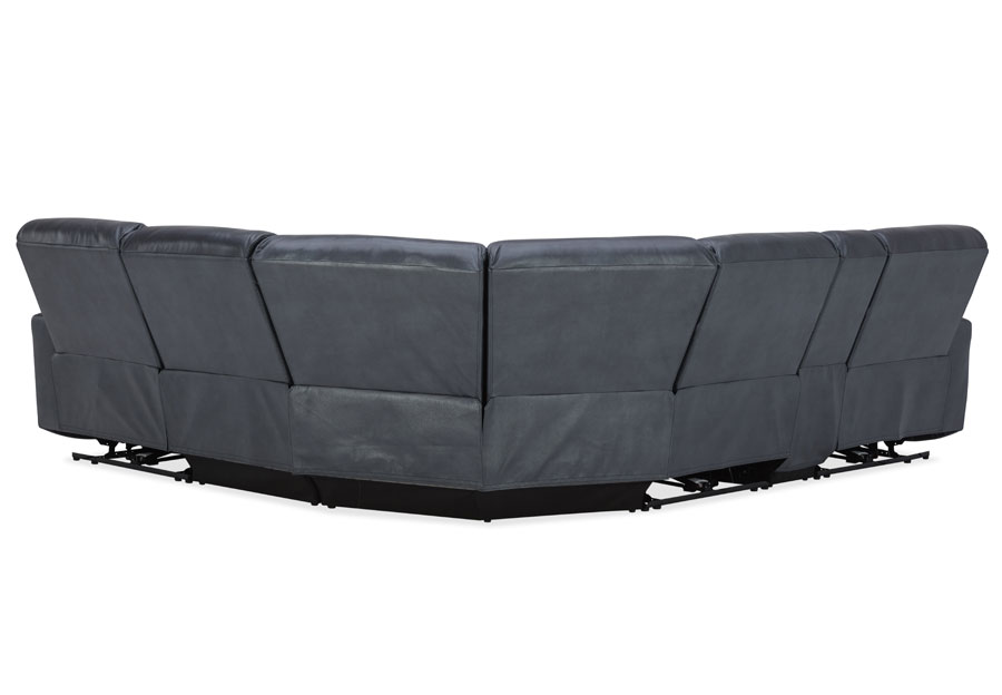 Kuka Relax Ave Navy Leather Match Two Seat Dual Power Reclining Sectional with Storage Console