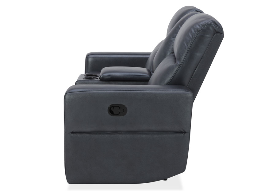 Kuka Relax Ave Navy Leather Match Manual Reclining Sofa and Reclining Console Loveseat