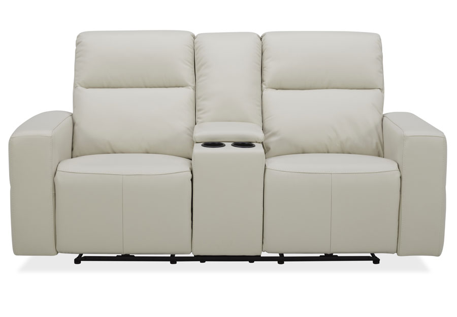 Kuka Relax Ave Ivory Leather Match Dual Power Reclining Sofa and Reclining Console Loveseat