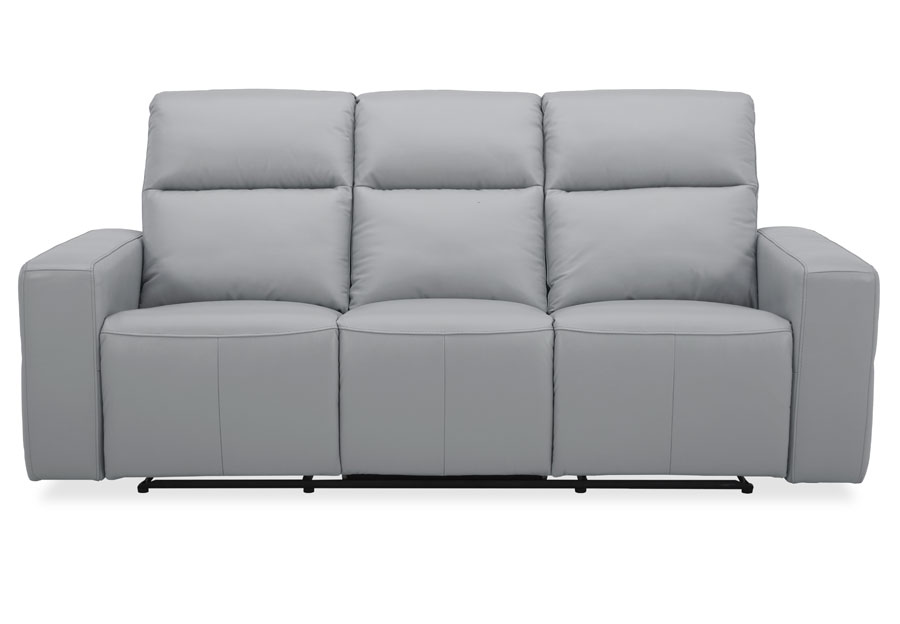 Kuka Relax Ave Light Grey Leather Match Manual Reclining Sofa and Reclining Console Loveseat 