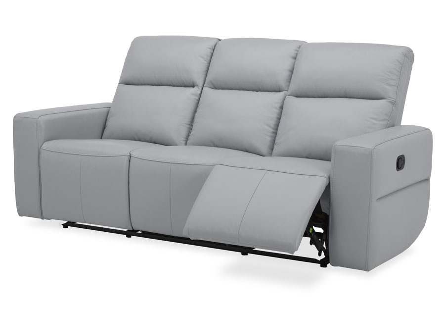 Kuka Relax Ave Light Grey Leather Match Manual Reclining Sofa and Reclining Console Loveseat 