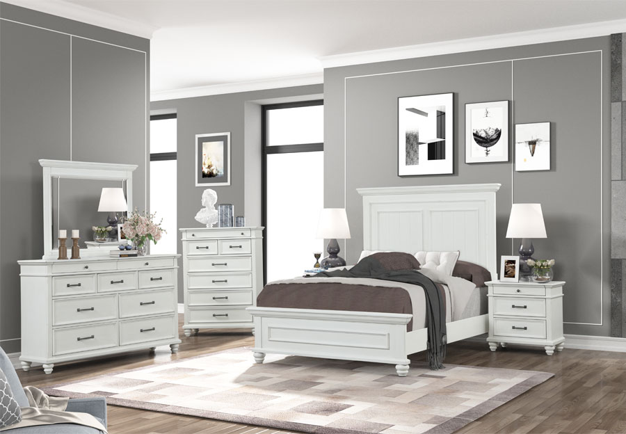 Lifestyles Cape Cod White Dresser, Mirror and King Bed