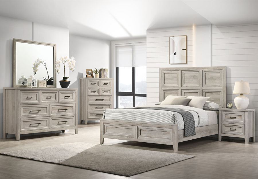 Lifestyle Seabrook Grey Twin Bed with Dresser and Mirror