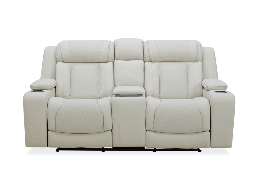 Kuka Jet Transformer Pearl Leather Match Dual Power Reclining Console Loveseat