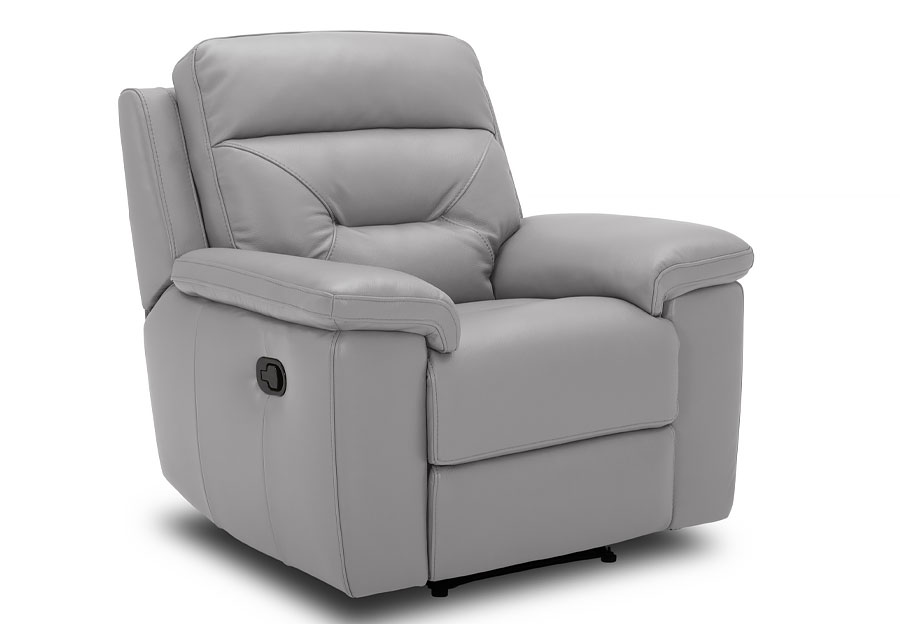 Kuka Grand Point Light Grey Leather Match Dual Power Recliner