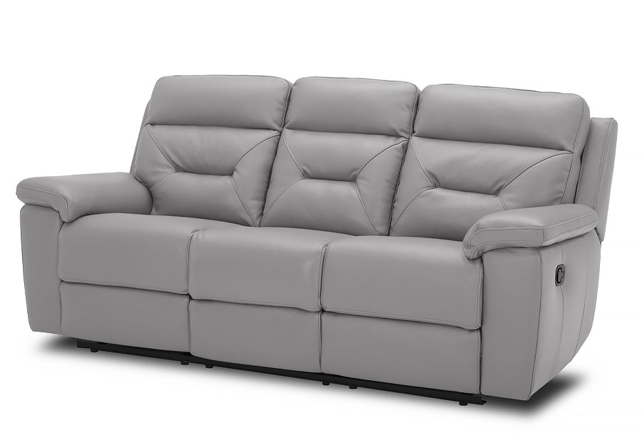 Kuka Grand Point Light Grey Leather Match Dual Power Reclining Sofa