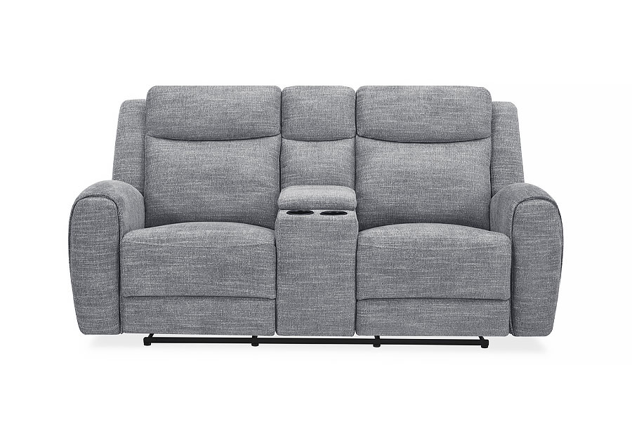 Kuka Defender Sky Fabric Manual Reclining Console Loveseat