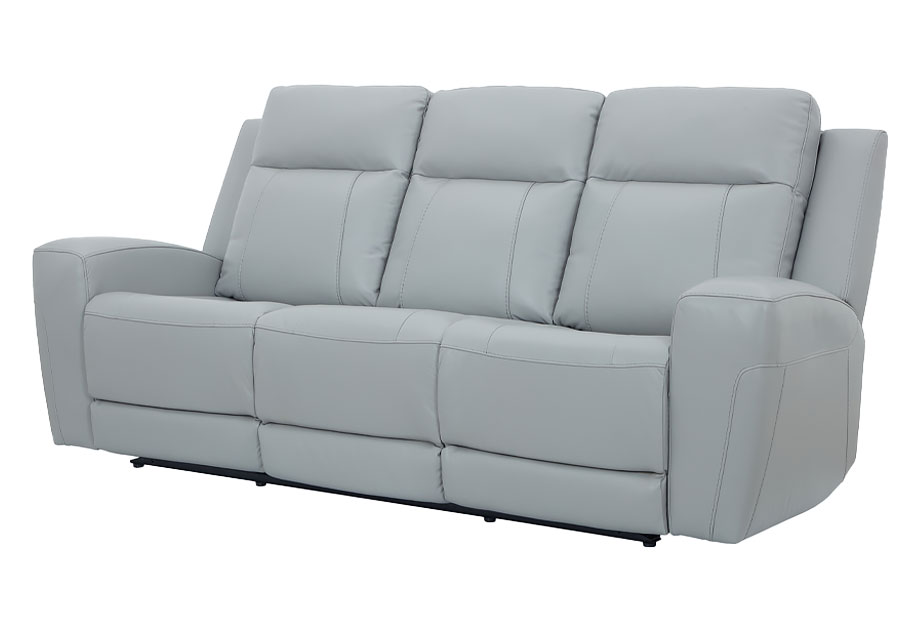 Kuka Brady Light Grey Leather Match Manual Reclining Sofa