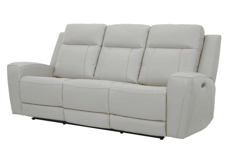 Kuka Brady Ivory Leather Match Dual Power Reclining Sofa