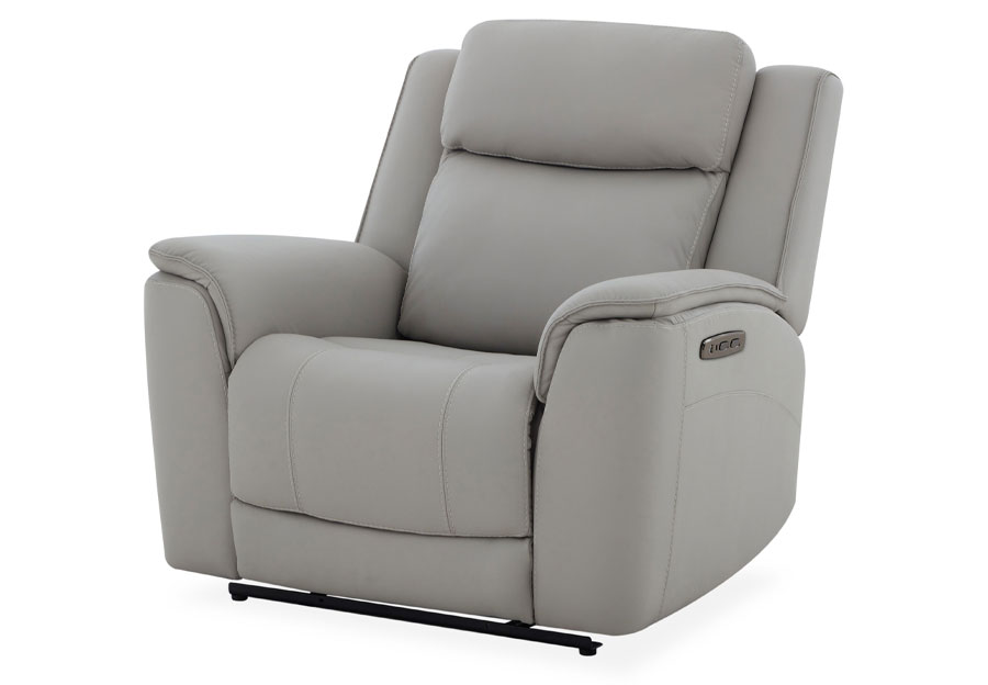 Kuka Largo Light Grey Leather Match Dual Power Recliner