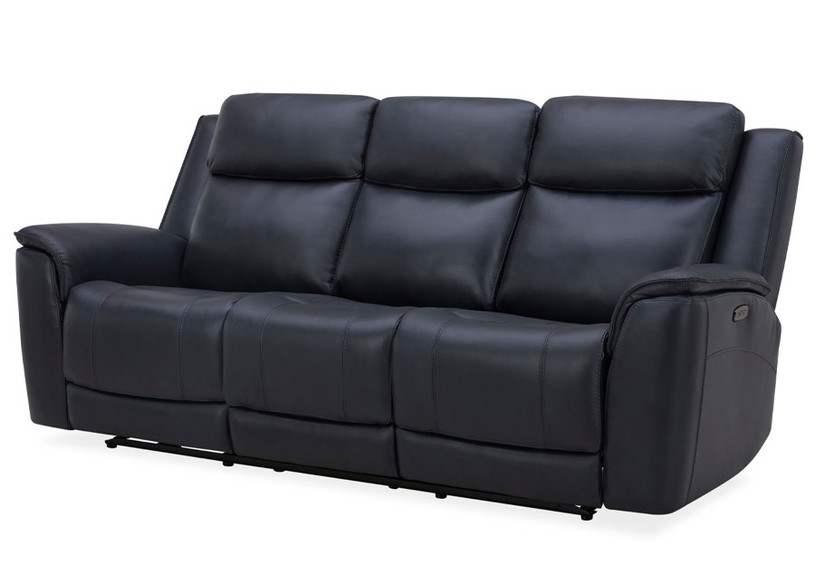 Kuka Largo Navy Leather Match Dual Power Reclining Sofa