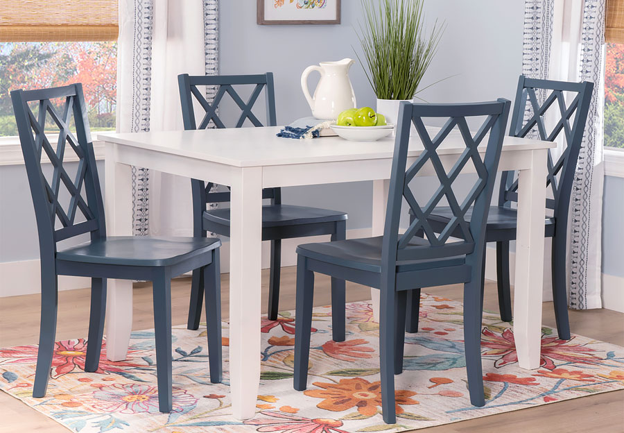 Powell Maui White Rectangular Table With Four Graphite Side Chairs