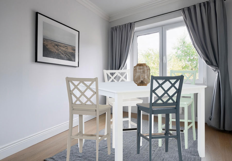 Powell Maui White Counter Table With Four Multi Color Counter Chairs