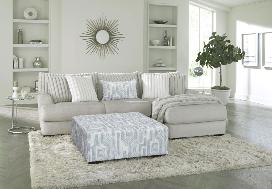 Albany Chloe Silver Chaise Two Piece Sectional With Accent Pillows