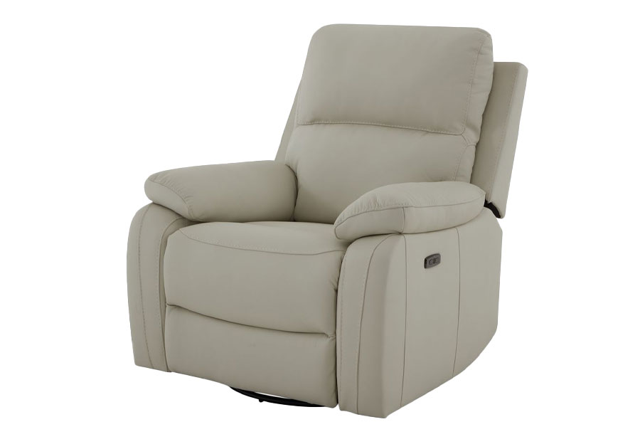 Kuka Carter Pearl Dual Power Leather Match Recliner with Swivel Glider