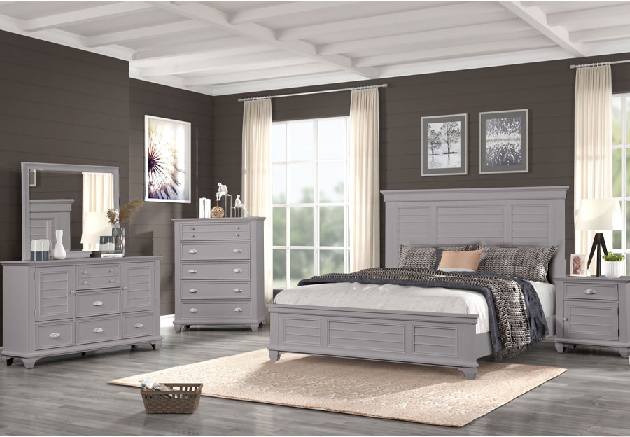 New Classic Jamestown Grey Queen Bed,Dresser and Mirror