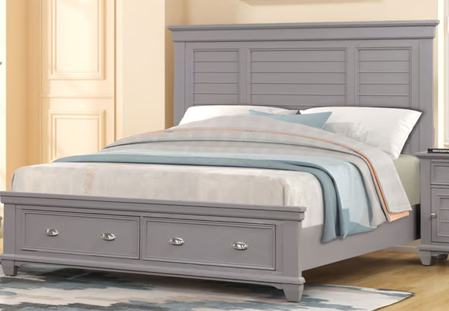 New Classic Jamestown Grey Storage Queen Bed