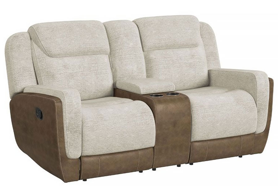 Elements Hornet Taupe Dual Power Reclining Console Loveseat