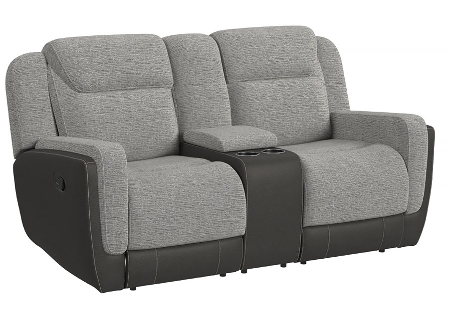 Elements Hornet Grey Dual Power Reclining Console Loveseat