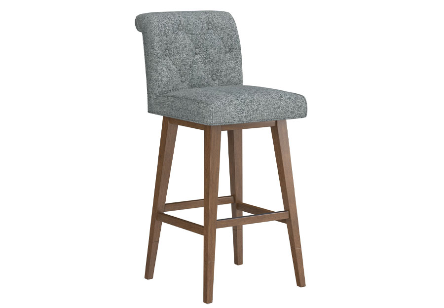 Hillsdale Swivel Adjustable Height Graphite Tufted Barstool with Medium Brown Base