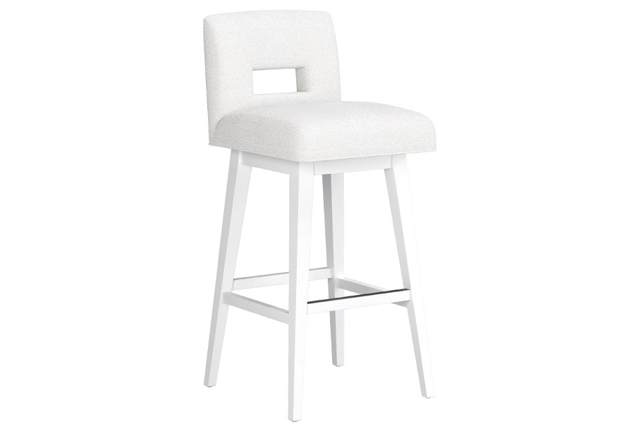 Hillsdale Swivel Adjustable Height Salt Key-Back Barstool with Pure White Base