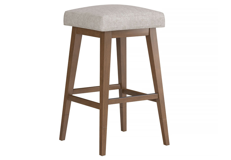 Hillsdale Swivel Adjustable Height Oatmeal Backless Barstool with Medium Brown Base