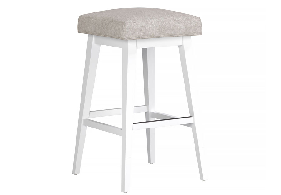 Hillsdale Adjustable Height Oatmeal Backless Barstool with Pure White Base