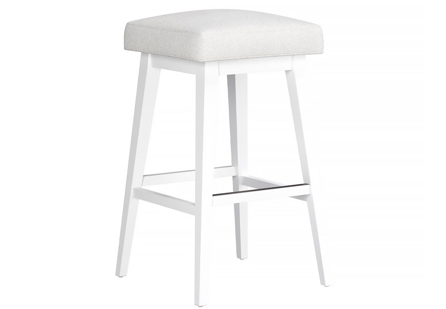 Hillsdale Swivel Adjustable Height Salt Backless Barstool with Pure White Base