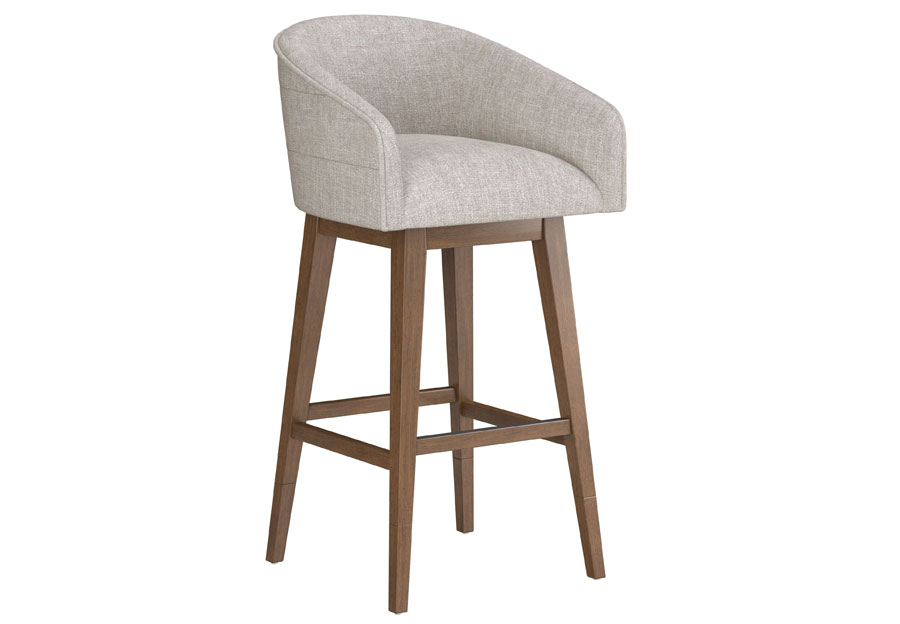 Hillsdale Swivel Adjustable Height Oatmeal Barrel Barstool with Medium Brown Base