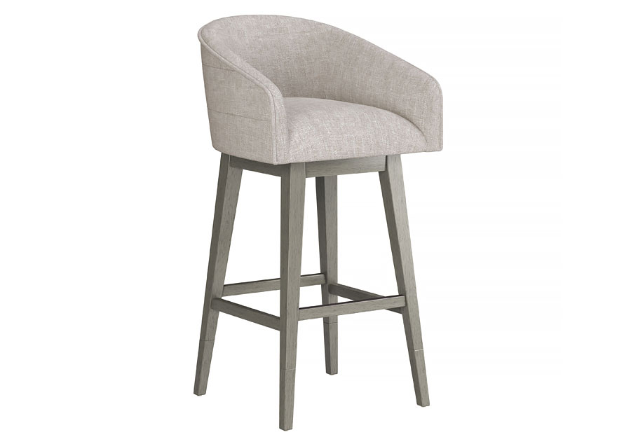 Hillsdale Swivel Adjustable Height Oatmeal Barrel Barstool with Gray Wash Base