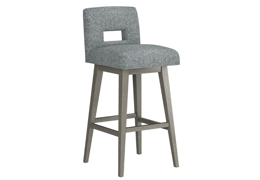 Hillsdale Swivel Adjustable Height Graphite Key-Back Barstool with Gray Wash Base