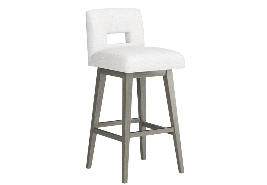 Hillsdale Swivel Adjustable Height Salt Key-Back Barstool with Gray Wash Base