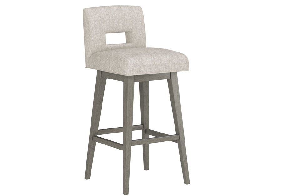 Hillsdale Swivel Adjustable Height Oatmeal Key-Back Barstool with Gray Wash Base