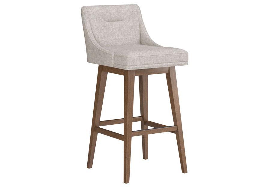 Hillsdale Swivel Adjustable Height Oatmeal Tapered Barstool with Medium Brown Base