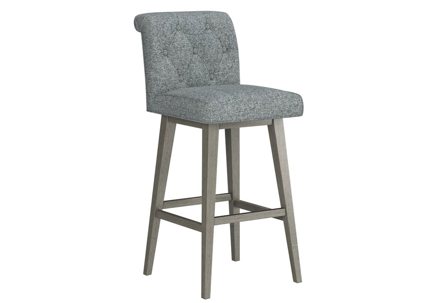 HillsdaleSwivel Adjustable Height Graphite Tufted Barstool with Gray Wash Base