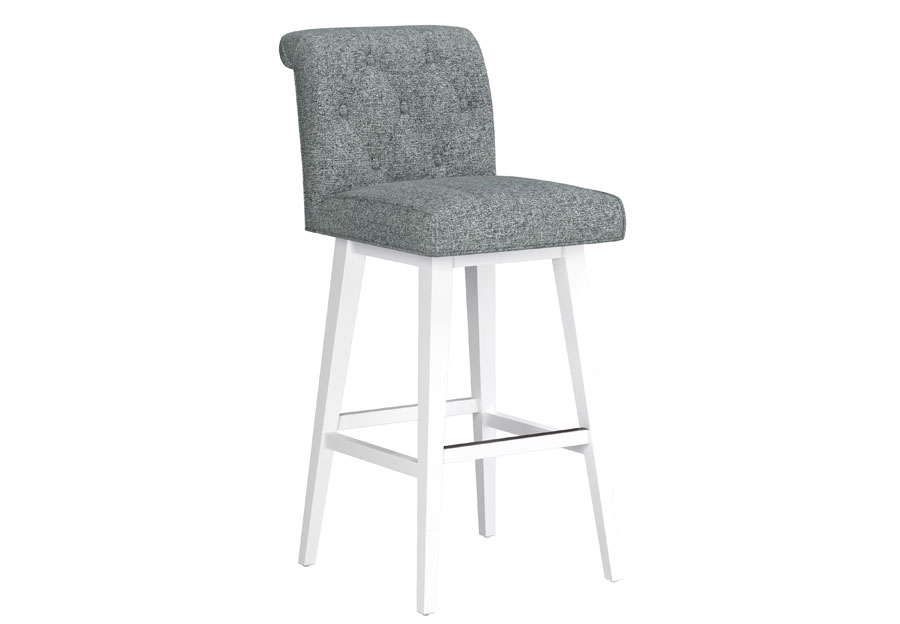 Hillsdale Swivel Adjustable Height Graphite Tufted Barstool with Pure White Base