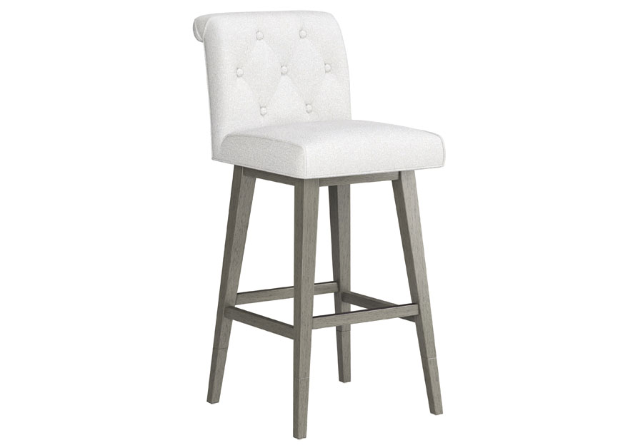 Hillsdale Swivel Adjustable Height Salt Tufted Barstool with Gray Wash Base