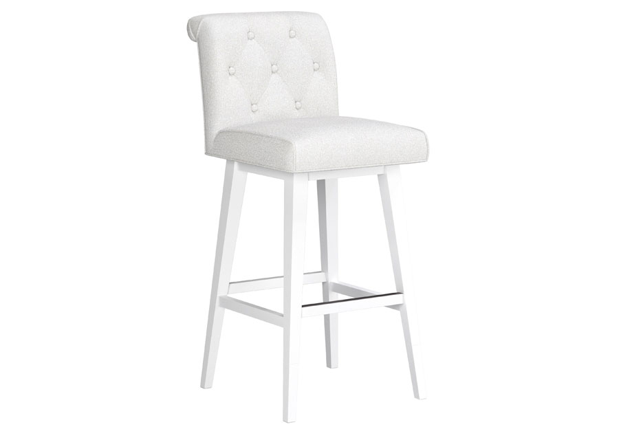 Hillsdale Swivel Adjustable Height Salt Tufted Barstool with Pure White Base