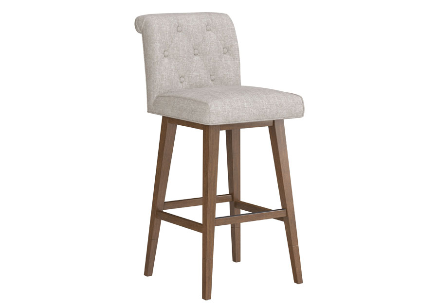 Hillsdale Swivel Adjustable Height Oatmeal Tufted Barstool with Medium Brown Base