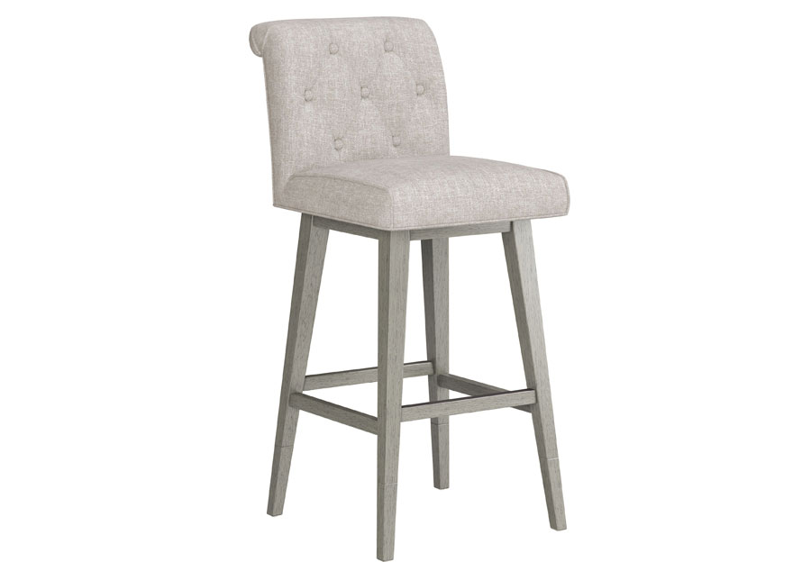 Hillsdale Swivel Adjustable Height Oatmeal Tufted Barstool with Gray Wash Base