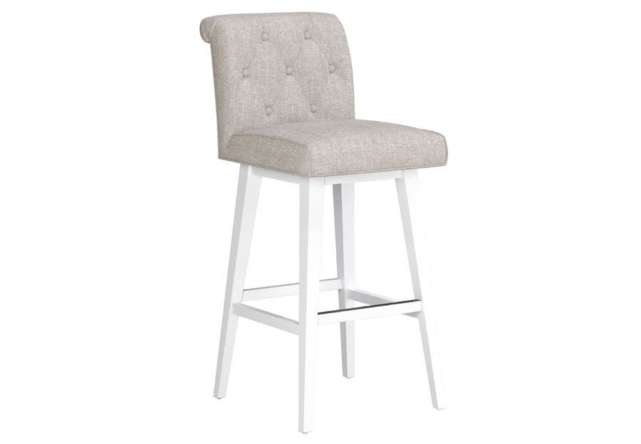 Hillsdale Swivel Adjustable Height Oatmeal Tufted Barstool with Pure White Base